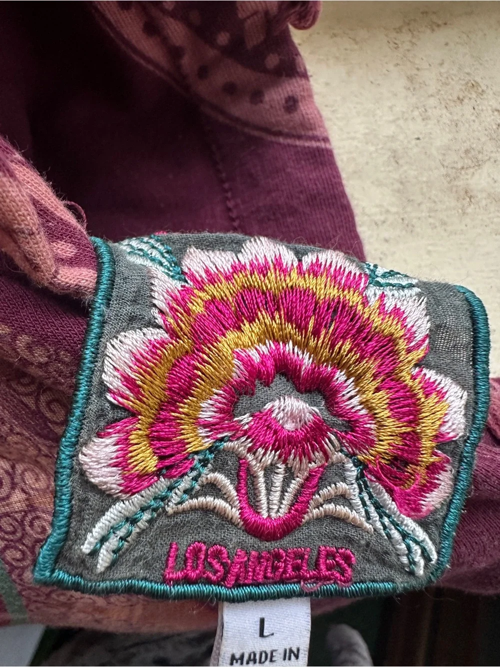 Johnny was hoodie Bohemian Dragon Print Hoodie in Deep Plum - Picture 7 of 8